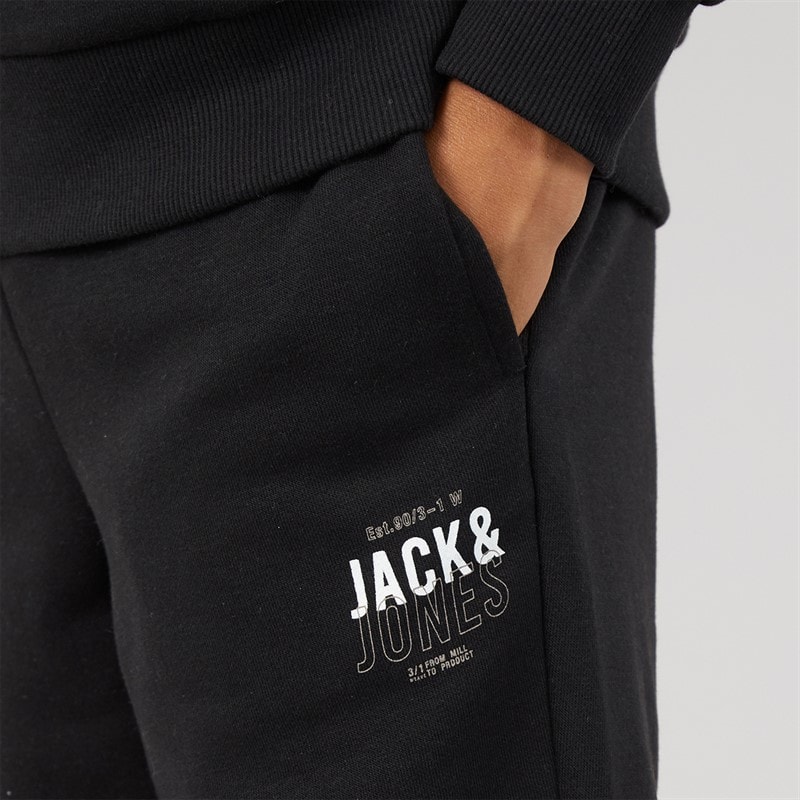 JACK & JONES Boys Mickey Sweatshirt And Joggers Tracksuit Black - Image 5