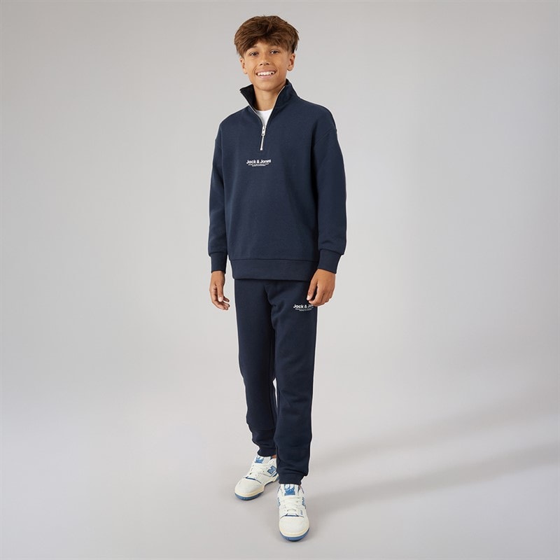 JACK & JONES Boys Vesterbro Quarter Zip Sweatshirt Tracksuit Navy Blazer