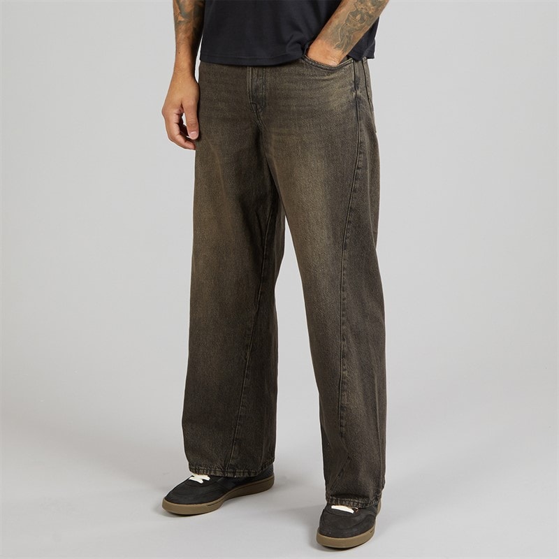 JACK & JONES Mens Dave Skewed 464 Wide Jeans Black Denim