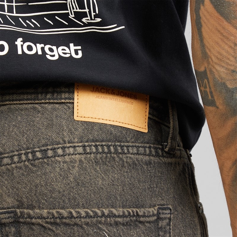 JACK & JONES Mens Dave Skewed 464 Wide Jeans Black Denim - Image 3