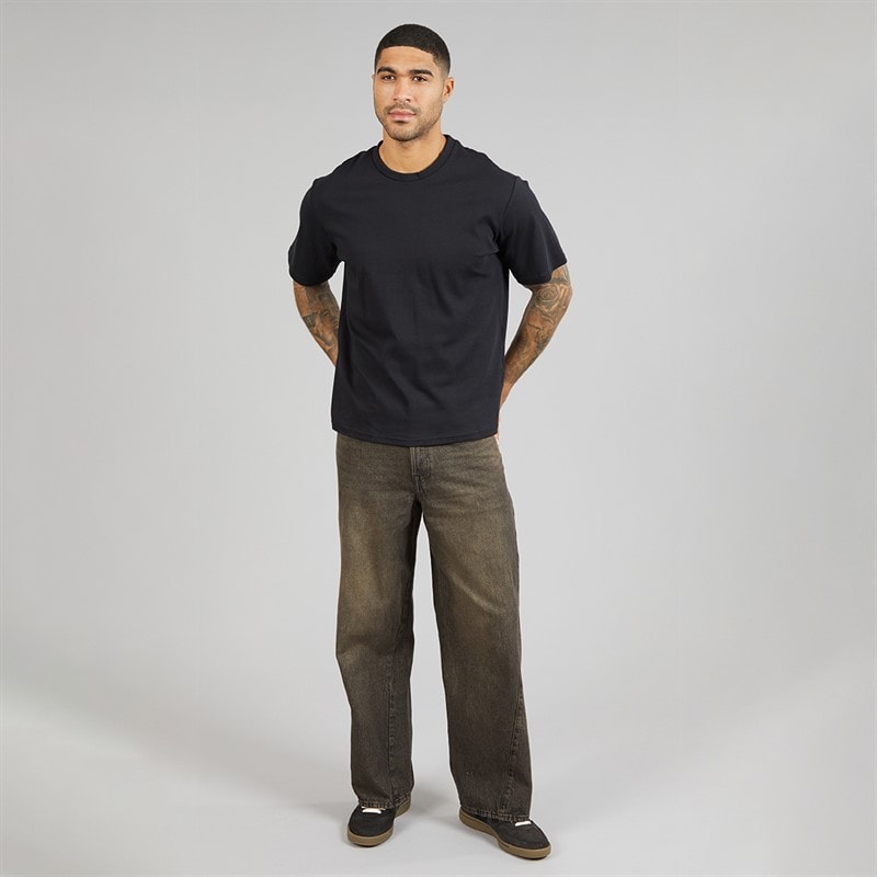 JACK & JONES Mens Dave Skewed 464 Wide Jeans Black Denim - Image 4
