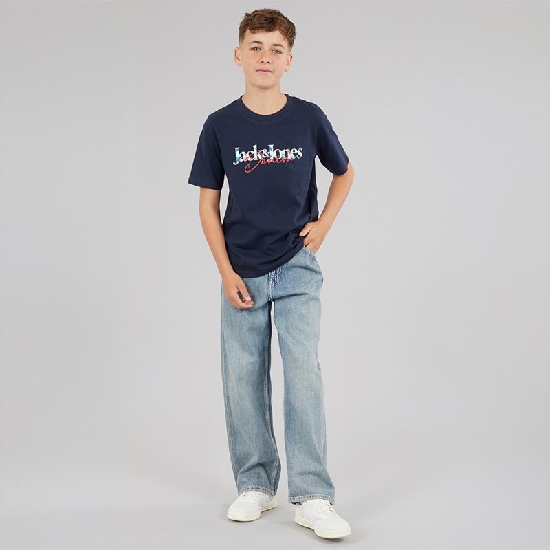 JACK & JONES Boys Alex Orginal AKM 308 Baggy Fit Jeans Blue Denim - Image 4