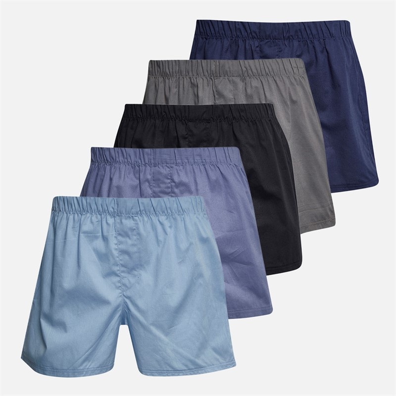 JACK & JONES Mens Jacmilano Five Pack Boxers Chambray Blue Troposphere/City Skyline/Naval/Black