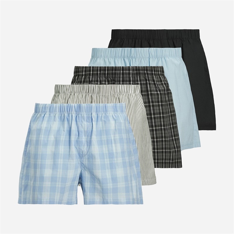 JACK & JONES Mens Jacmilano Five Pack Boxers Poppy Seed Black/Chambray Blue/Skyway/Dusty Olive - Image 1
