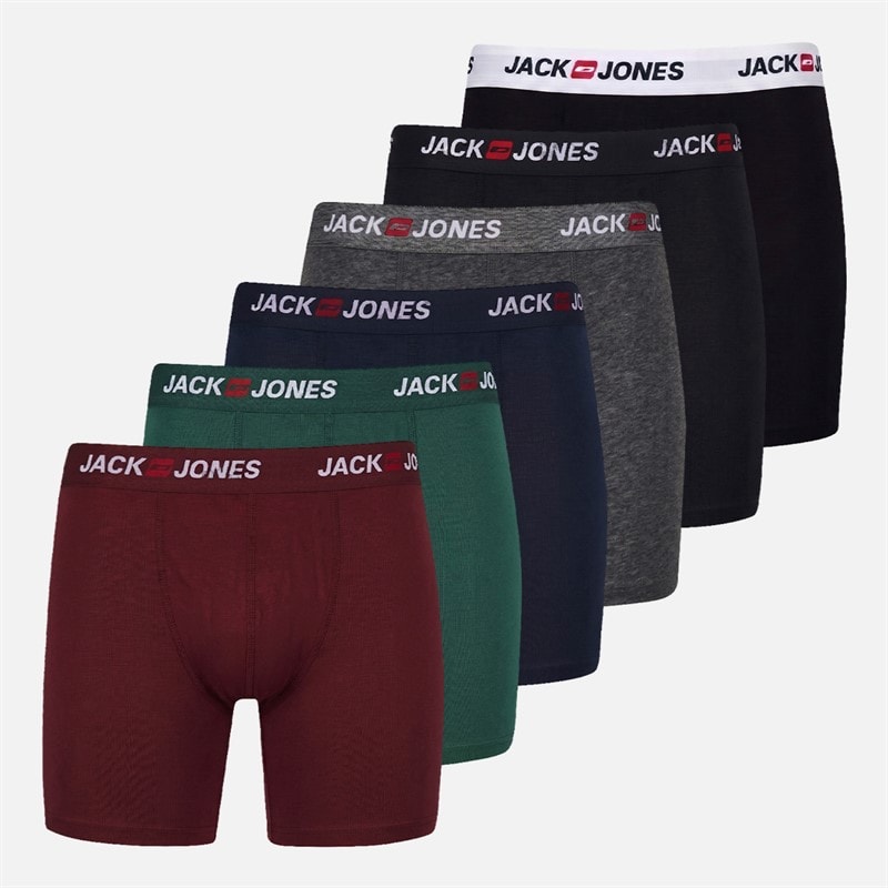 JACK & JONES Mens Jaccorp Logo Six Pack Boxer Briefs Pack 4 Port Royal