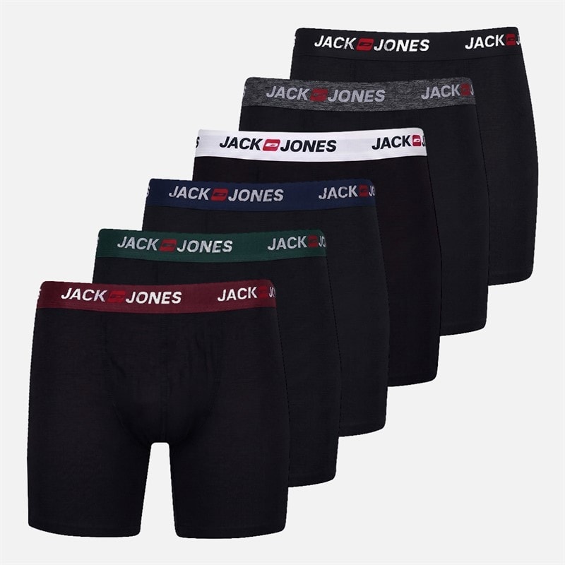 JACK & JONES Mens Jaccorp Logo Six Pack Boxer Briefs Pack 5 Black