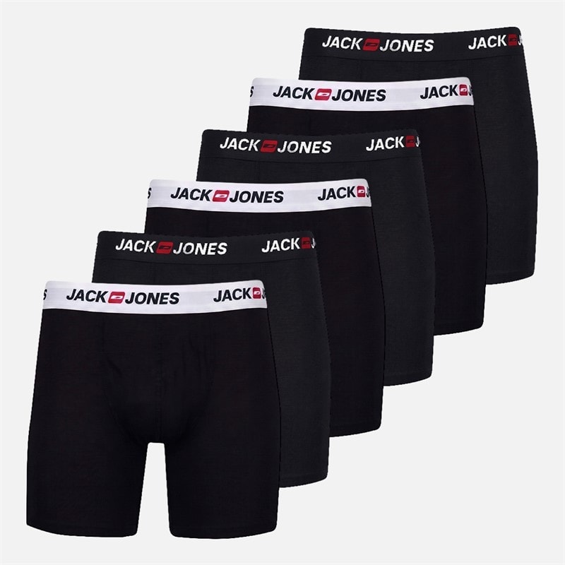 JACK & JONES Mens Jaccorp Logo Six Pack Boxer Briefs Pack 3 Black