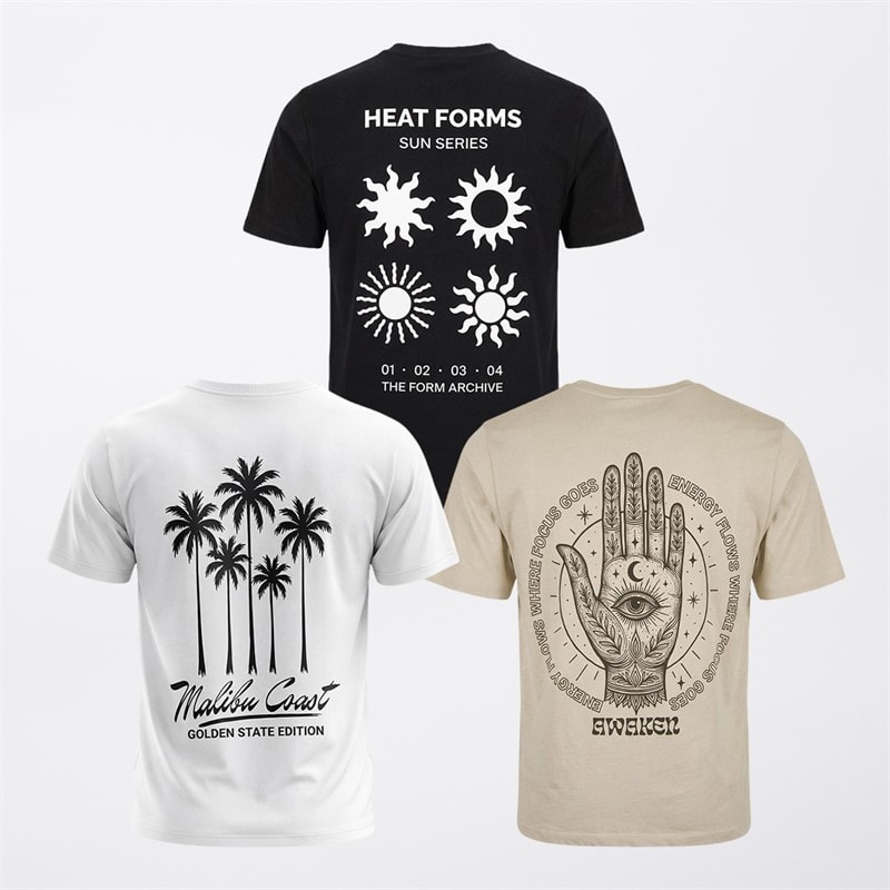 JACK & JONES Mens Sota Print Three Pack T-Shirts /White/Ecru Black - Image 1