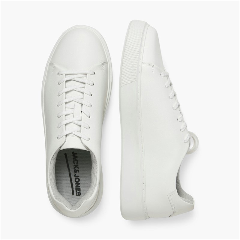 JACK & JONES Mens Stockholm Leather Trainers Bright White - Image 4