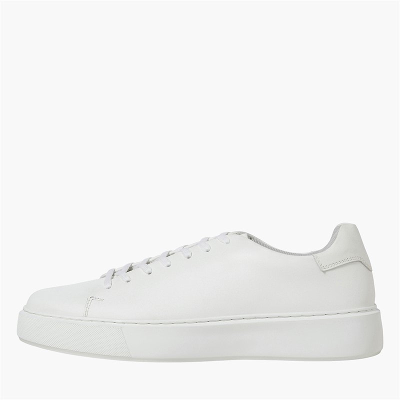 JACK & JONES Mens Stockholm Leather Trainers Bright White - Image 5