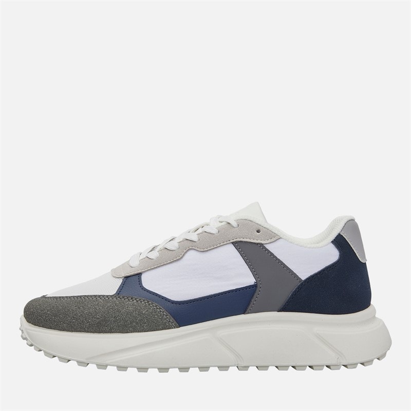 JACK & JONES Mens Aspire PU Runner Trainers White/Grey
