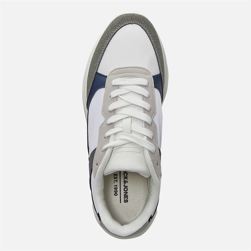 JACK & JONES Mens Aspire PU Runner Trainers White/Grey - Image 4