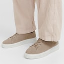 JACK & JONES Mens Stockholm Leather Trainers Plaza Taupe