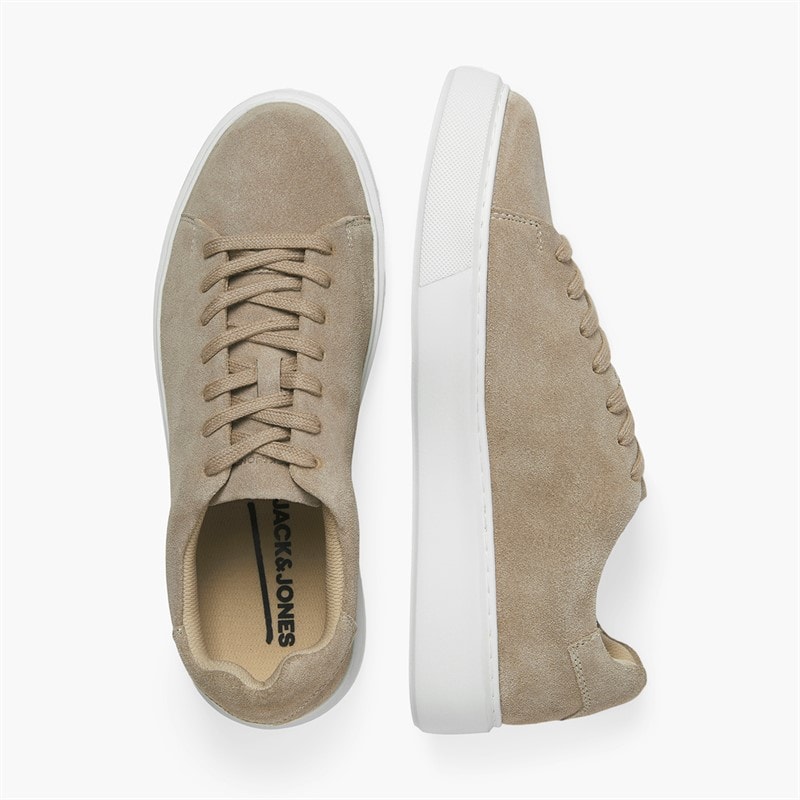 JACK & JONES Mens Stockholm Leather Trainers Plaza Taupe - Image 4