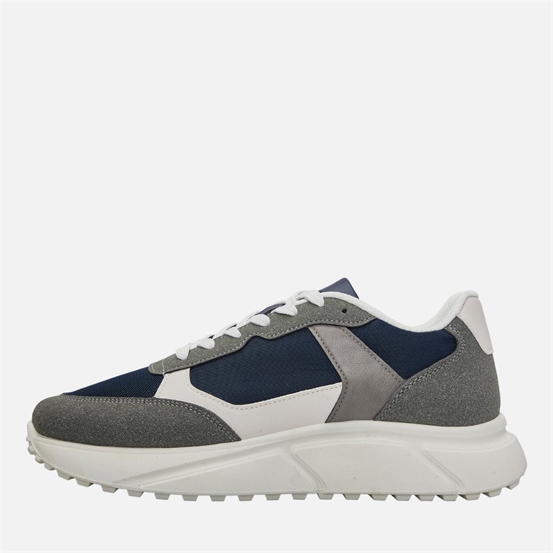 JACK & JONES Mens Aspire PU Runner Trainers Navy/Grey