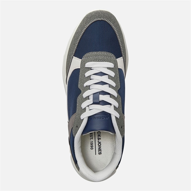 JACK & JONES Mens Aspire PU Runner Trainers Navy/Grey - Image 4