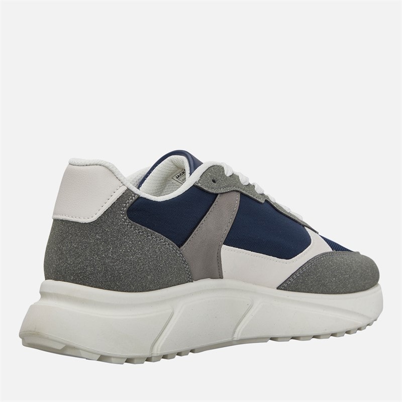 JACK & JONES Mens Aspire PU Runner Trainers Navy/Grey - Image 5