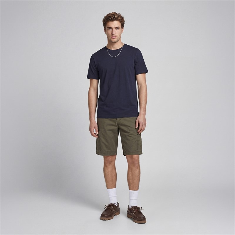 JACK & JONES Mens Carlos Rebel Cargo Shorts Olive Night - Image 3
