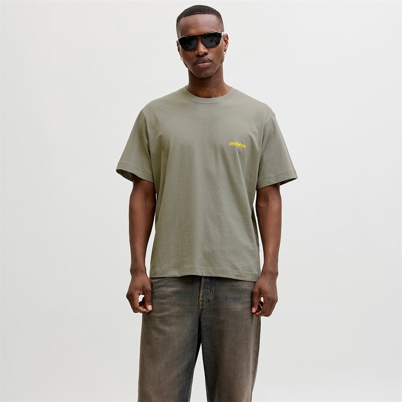 JACK & JONES Mens Union Back Print T-Shirt Shadow - Image 2