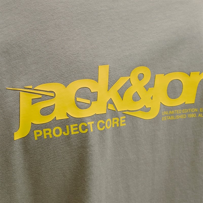 JACK & JONES Mens Union Back Print T-Shirt Shadow - Image 3