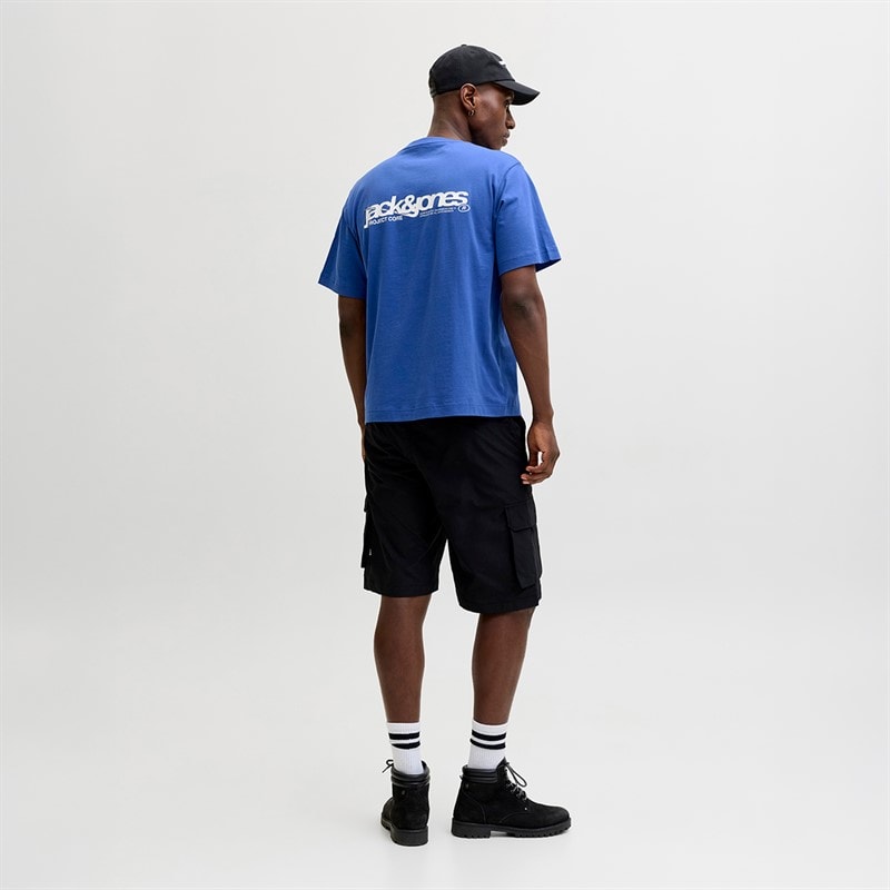 JACK & JONES Mens Union Back Print T-Shirt Beaucoup Blue - Image 2
