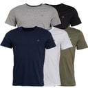 JACK & JONES Mens JXJ Five Pack T-Shirts Navy/White/Grey/Khaki/Black