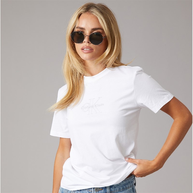 Calvin Klein Jeans Womens Clasic Monologo T-Shirt Bright White - Image 1