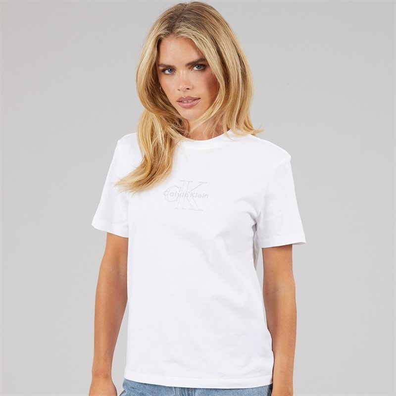 Calvin Klein Jeans Womens Clasic Monologo T-Shirt Bright White - Image 3