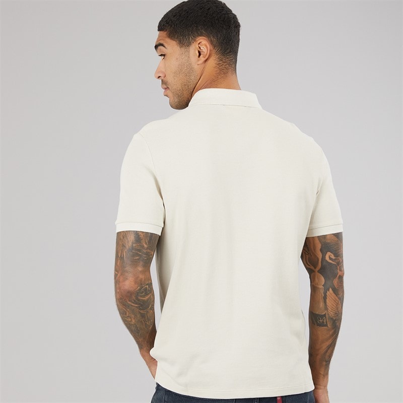 Calvin Klein Jeans Mens Short Sleeve Monogram Pique Polo Shirt Oatmeal - Image 2
