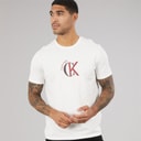 Calvin Klein Jeans Mens CKJ Logo Graphic T-Shirt White Greige