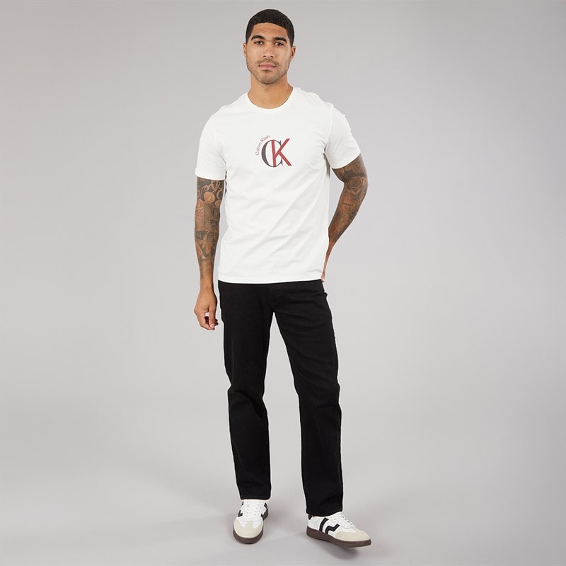 Calvin Klein Jeans Mens CKJ Logo Graphic T-Shirt White Greige - Image 4