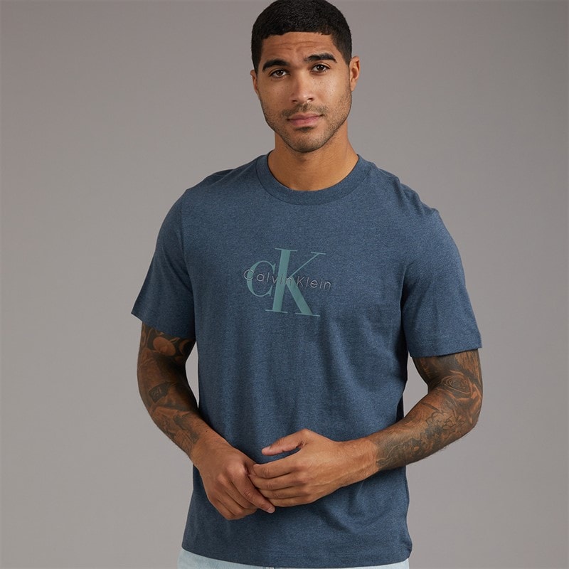 Calvin Klein Jeans Mens Hero Monologo Graphic T-Shirt Nearly Navy Heather