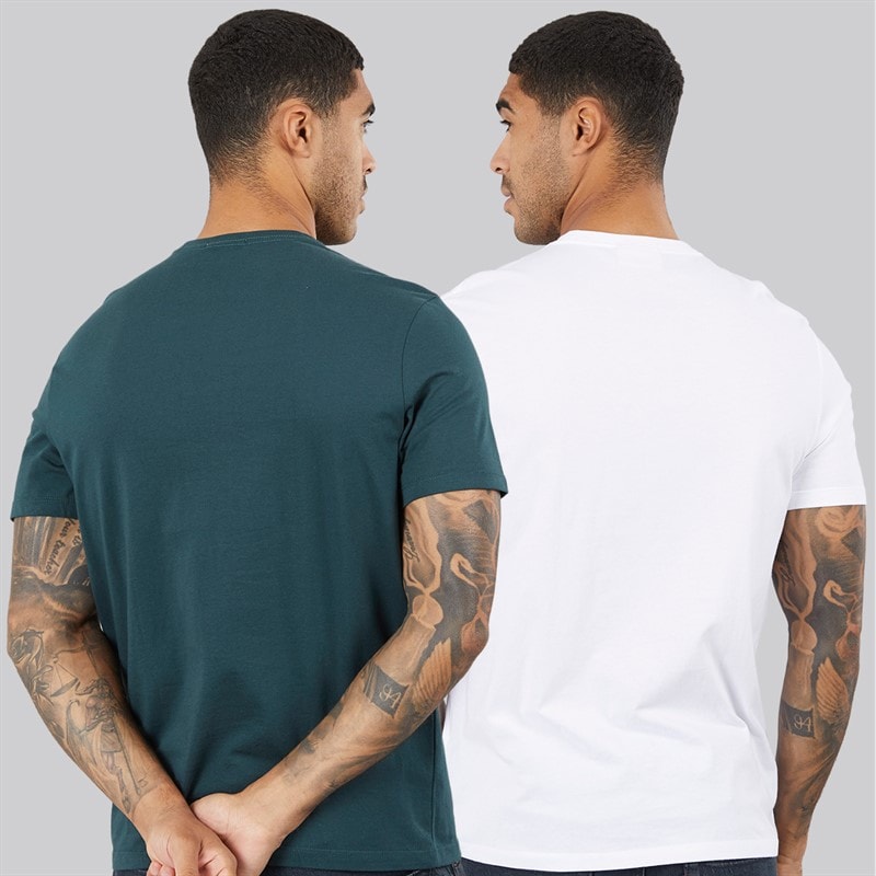 Calvin Klein Jeans Mens Classic Two Pack T-Shirts Bright White/Dark Teal - Image 2