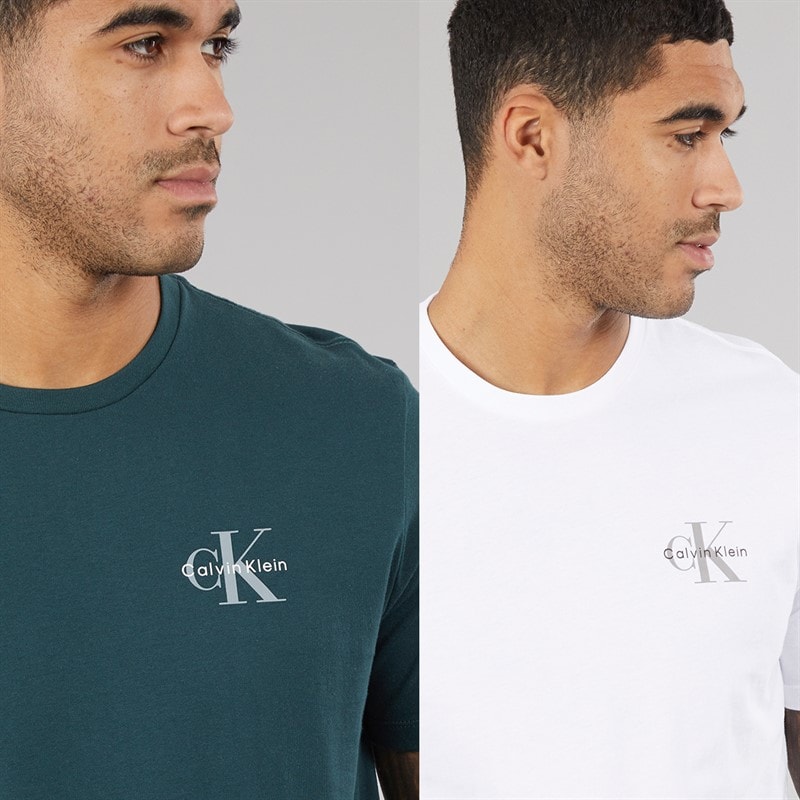 Calvin Klein Jeans Mens Classic Two Pack T-Shirts Bright White/Dark Teal - Image 3