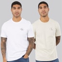 Calvin Klein Jeans Mens Classic Two Pack T-Shirts Bright White/Oatmeal