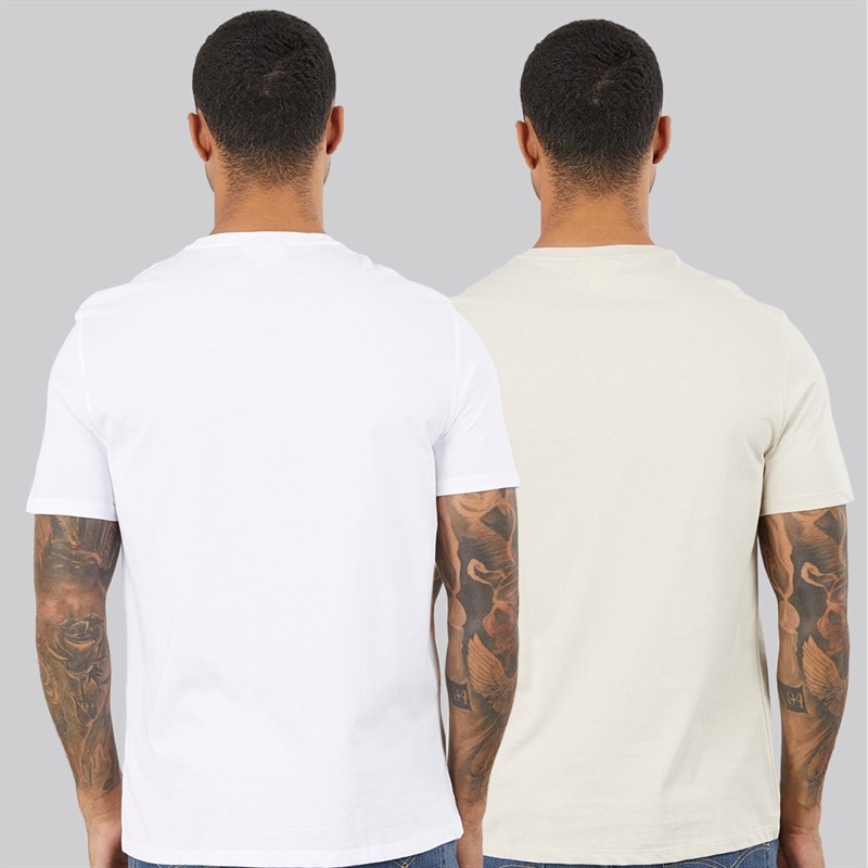 Calvin Klein Jeans Mens Classic Two Pack T-Shirts Bright White/Oatmeal - Image 2