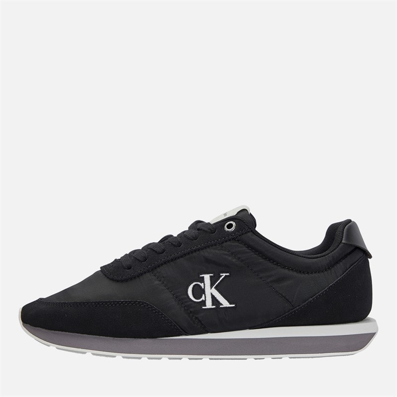 Calvin Klein Jeans Mens Retro Runner Trainers Black/Stormfront/Vaporous White