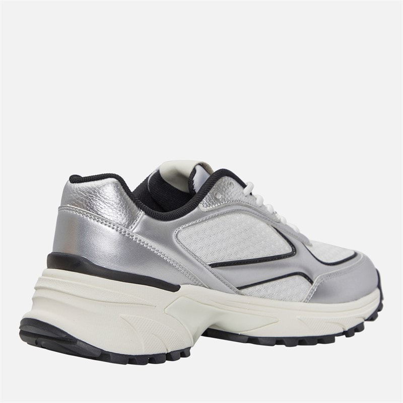 Calvin Klein Jeans Womens Hike Runner Trainers Silver/Black/Bright White - Image 5