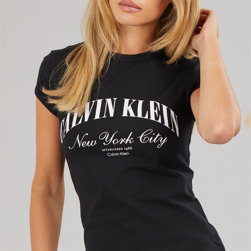 Calvin Klein Jeans Womens Graphic Logo T-Shirt Black - Image 3