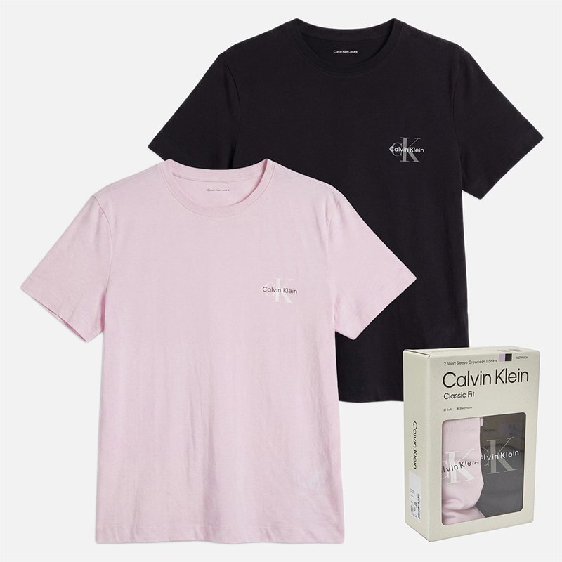 Calvin Klein Jeans Womens Monologo Two Pack T-Shirts Cradle Pink/Black - Image 5