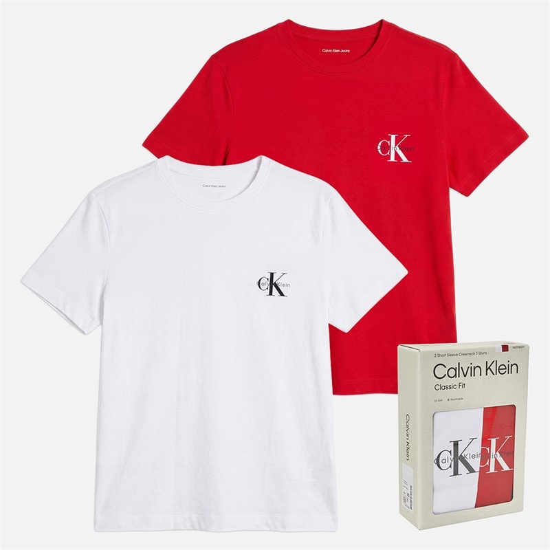 Calvin Klein Jeans Womens Logo Two Pack T-Shirts Adrenaline Rush/Brilliant White - Image 4