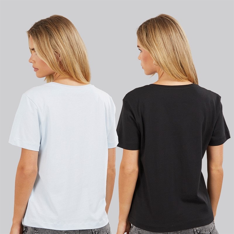 Calvin Klein Jeans Womens Monologo Two Pack V-Neck T-Shirts Plein Air/Black - Image 2