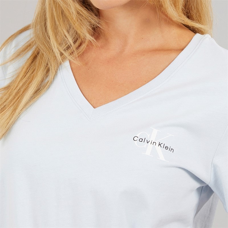 Calvin Klein Jeans Womens Monologo Two Pack V-Neck T-Shirts Plein Air/Black - Image 3