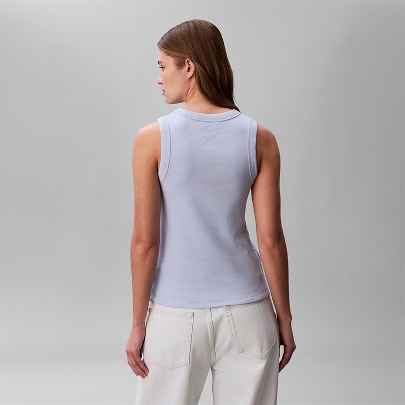 Calvin Klein Jeans Womens Monologo Rib Tank Top Breezy Blue - Image 2