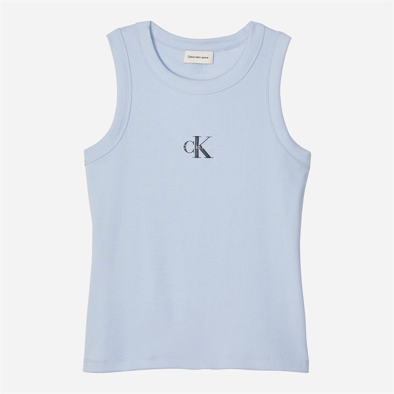 Calvin Klein Jeans Womens Monologo Rib Tank Top Breezy Blue - Image 5