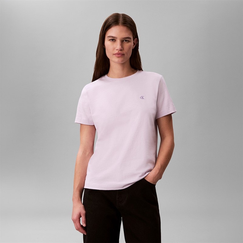Calvin Klein Jeans Womens Monogram T-Shirt Island Lilac - Image 3