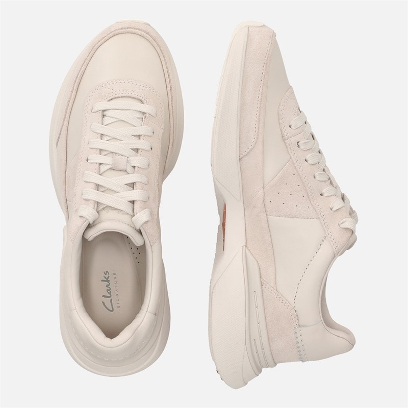 Clarks Mens Premium Craft Pace Shoes White Leather - Image 4