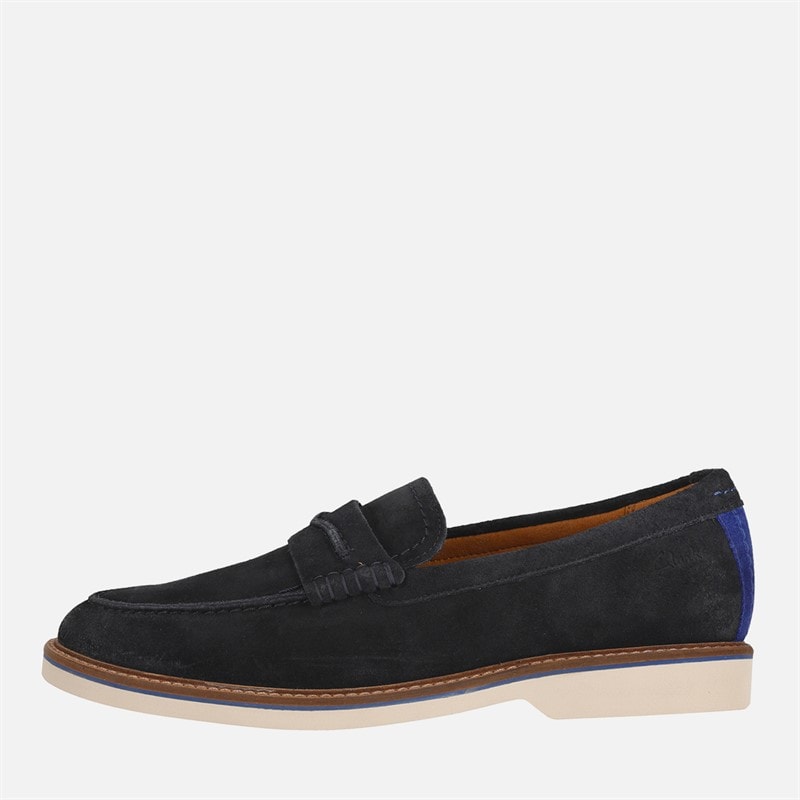 Clarks Mens Premium Atticus LT Slip Shoes Navy Suede