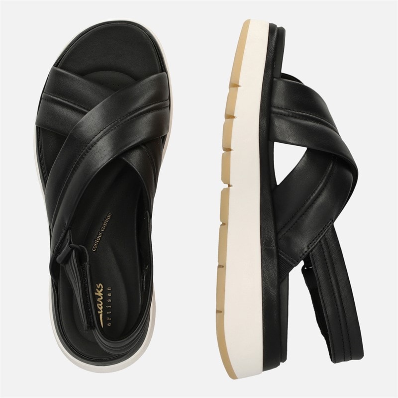 Clarks Womens Premuim Tuscan Cross Sandals Black Leather - Image 4