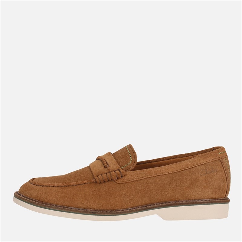 Clarks Mens Premium Atticus LT Slip Shoes Cola Suede